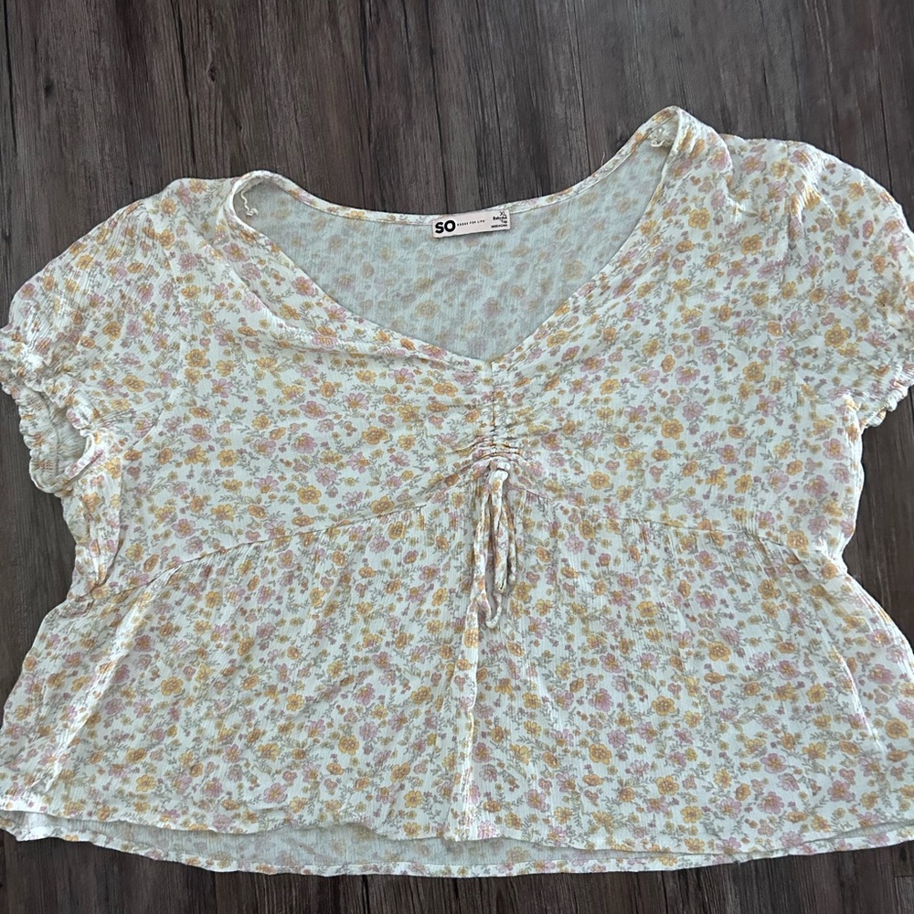 SO Good for Life- loose fitting flowy cropped blouse with drawstring